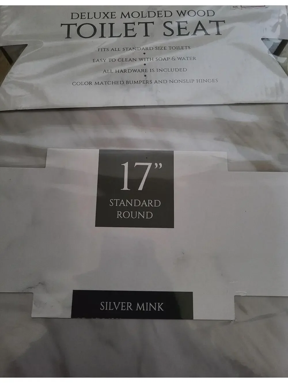 Marble design Toilet Seat New Luxury silver mink 17 in